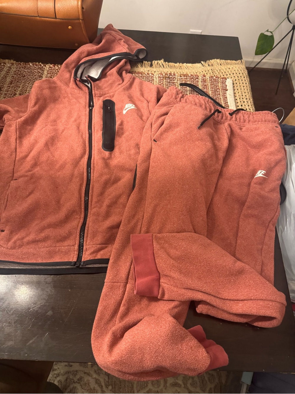 Nike Kids Rust Orange Hooded Zip Jacket & Jogger Set